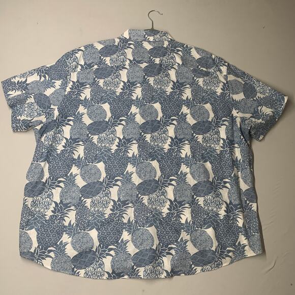 Untuckit Men Shirt XXL Blue Hawaiian Linen Blend Pineapple Short Sleeve Button - Picture 7 of 8